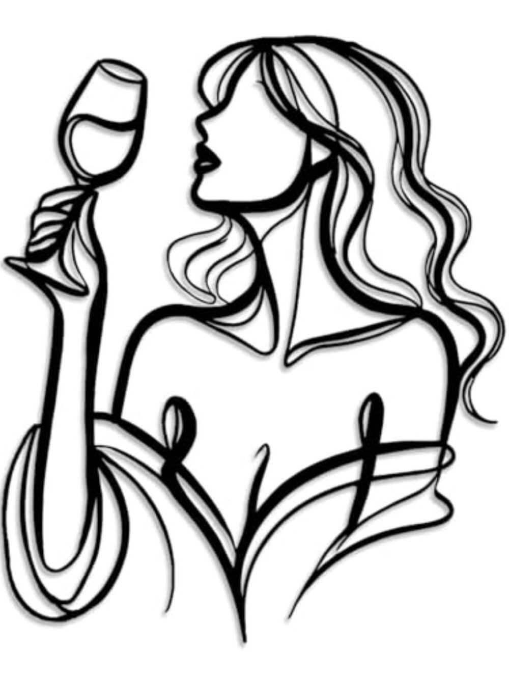 BRAND NEW Drinking Woman Metal Wall Decor